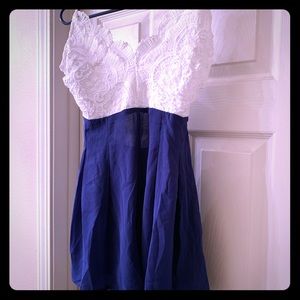 White/Navy “flirty” romper